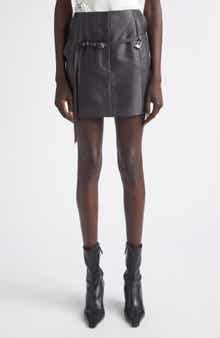 Relics Belted Wool Blend Satin Miniskirt