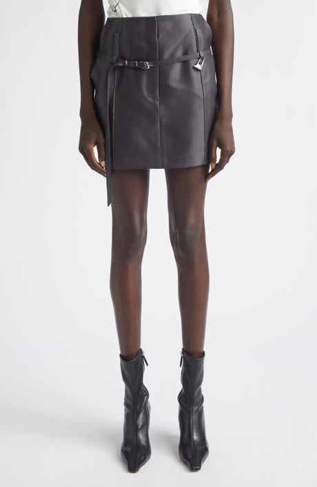Relics Belted Wool Blend Satin Miniskirt