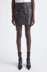 GRACE LING Relics Belted Wool Blend Satin Miniskirt