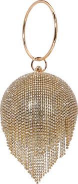 BERNESS Tear Drop Fringe Rhinestone Clutch