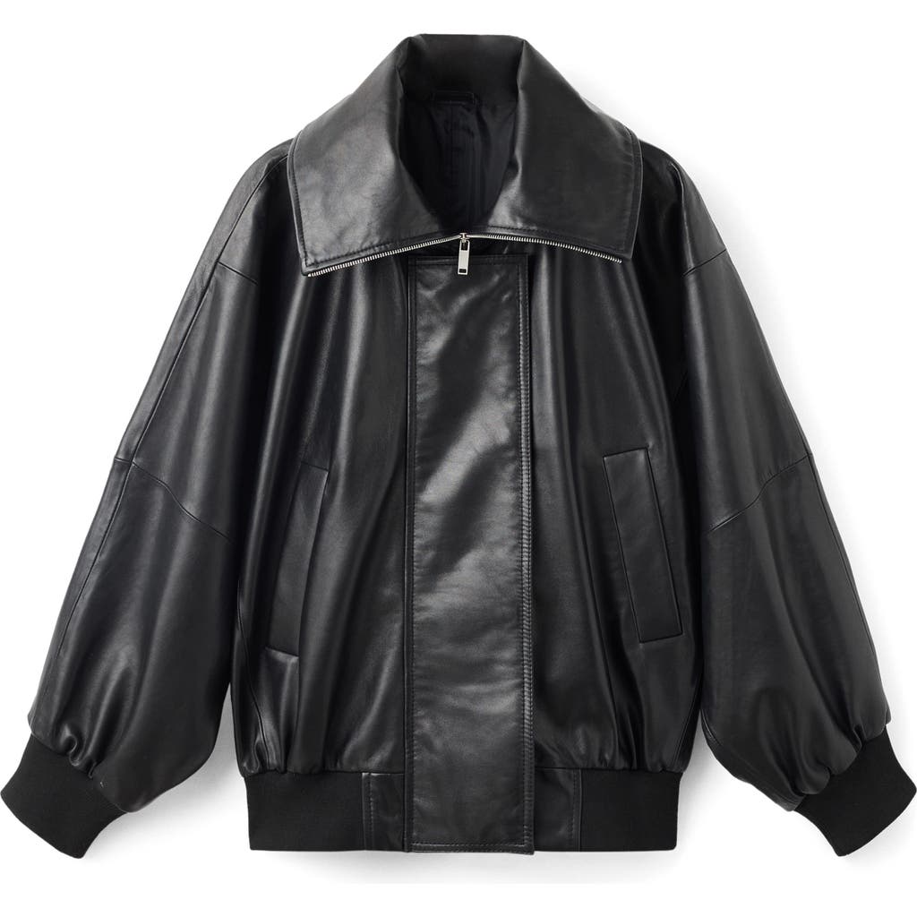 Mango Oversize Leather Bomber Jacket In Animal Print
