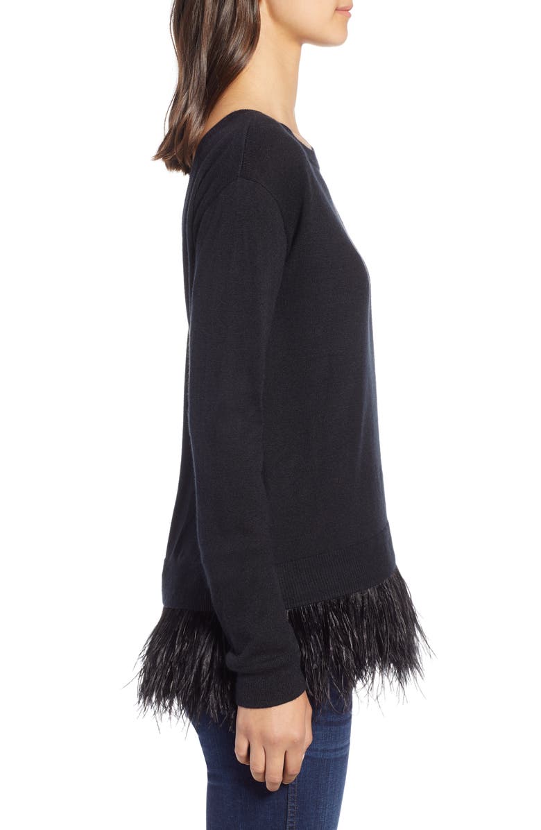Chelsea28 Feather Trim Sweater, Alternate, color,