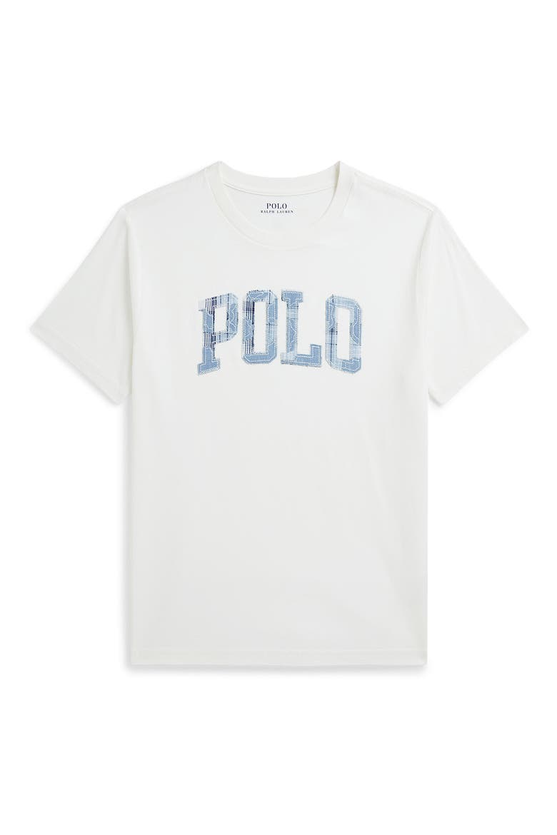 Kids' Logo Appliqué T-Shirt, Main, color, WHITE