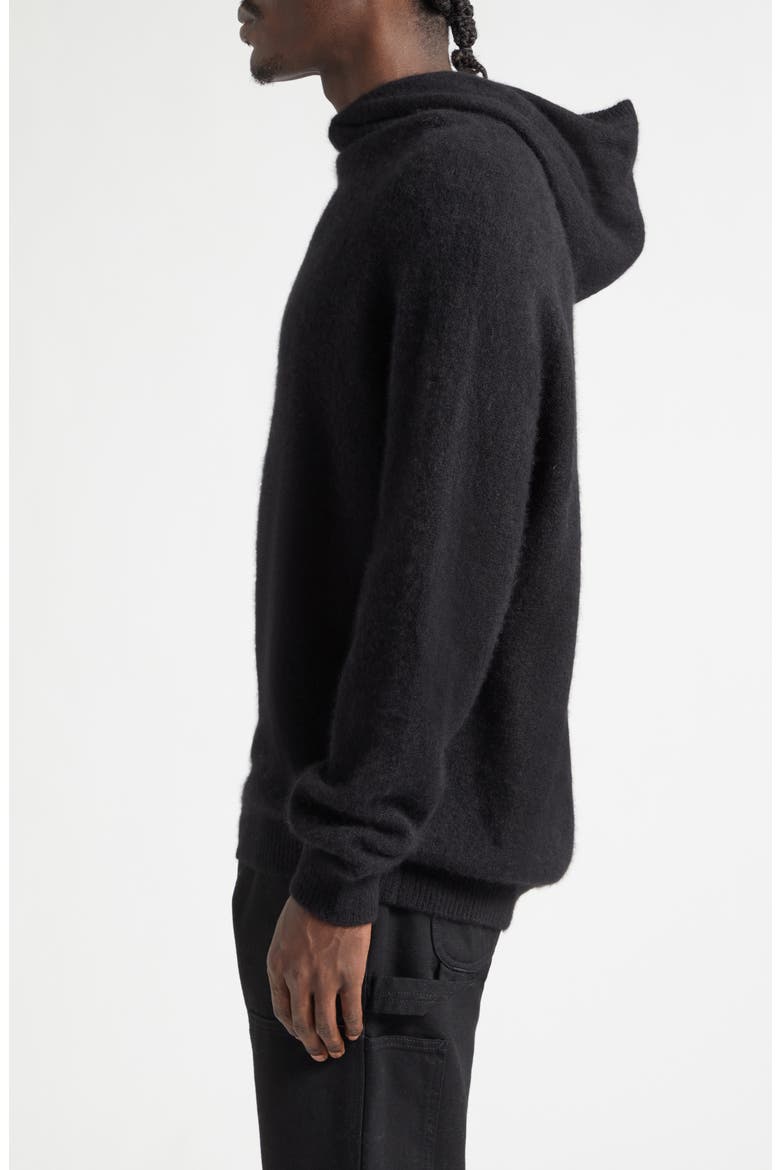 Hooded Cashmere & Silk Sweater, Alternate, color, BLACK