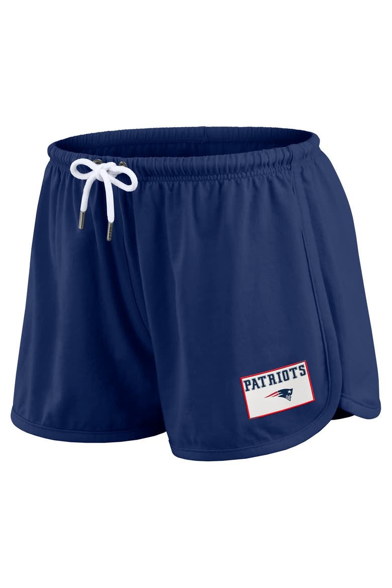 Women's WEAR by Erin Andrews Navy New England Patriots Heavy Rugby Jersey Long Sleeve T-Shirt & Shorts Lounge Set, Alternate, color, Navy