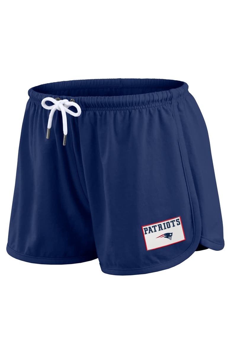 WEAR by Erin Andrews Women's WEAR by Erin Andrews Navy New England Patriots Heavy Rugby Jersey Long Sleeve T-Shirt & Shorts Lounge Set, Alternate, color, Navy