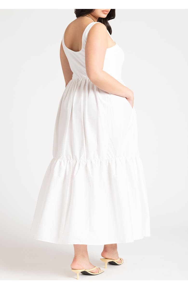 ELOQUII Mixed Fabric Tank Dress, Alternate, color, White