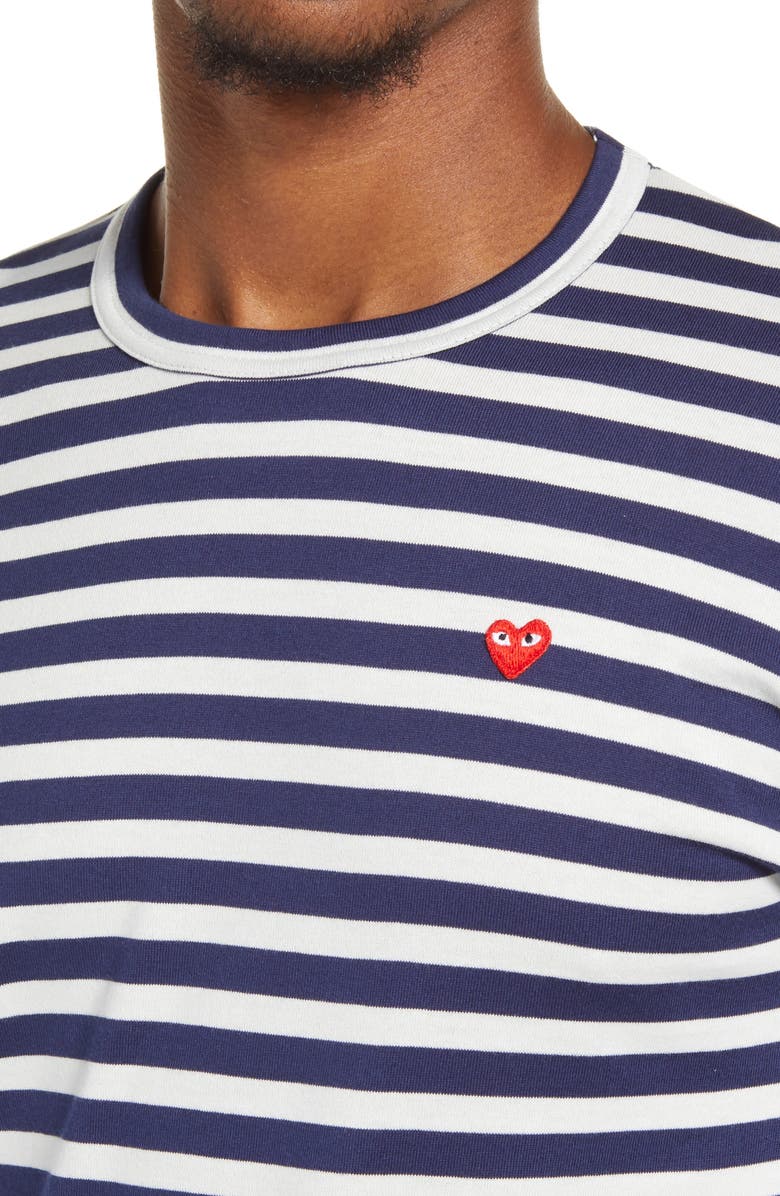 Comme des Garçons PLAY Stripe Long Sleeve Cotton T-Shirt, Alternate, color, 