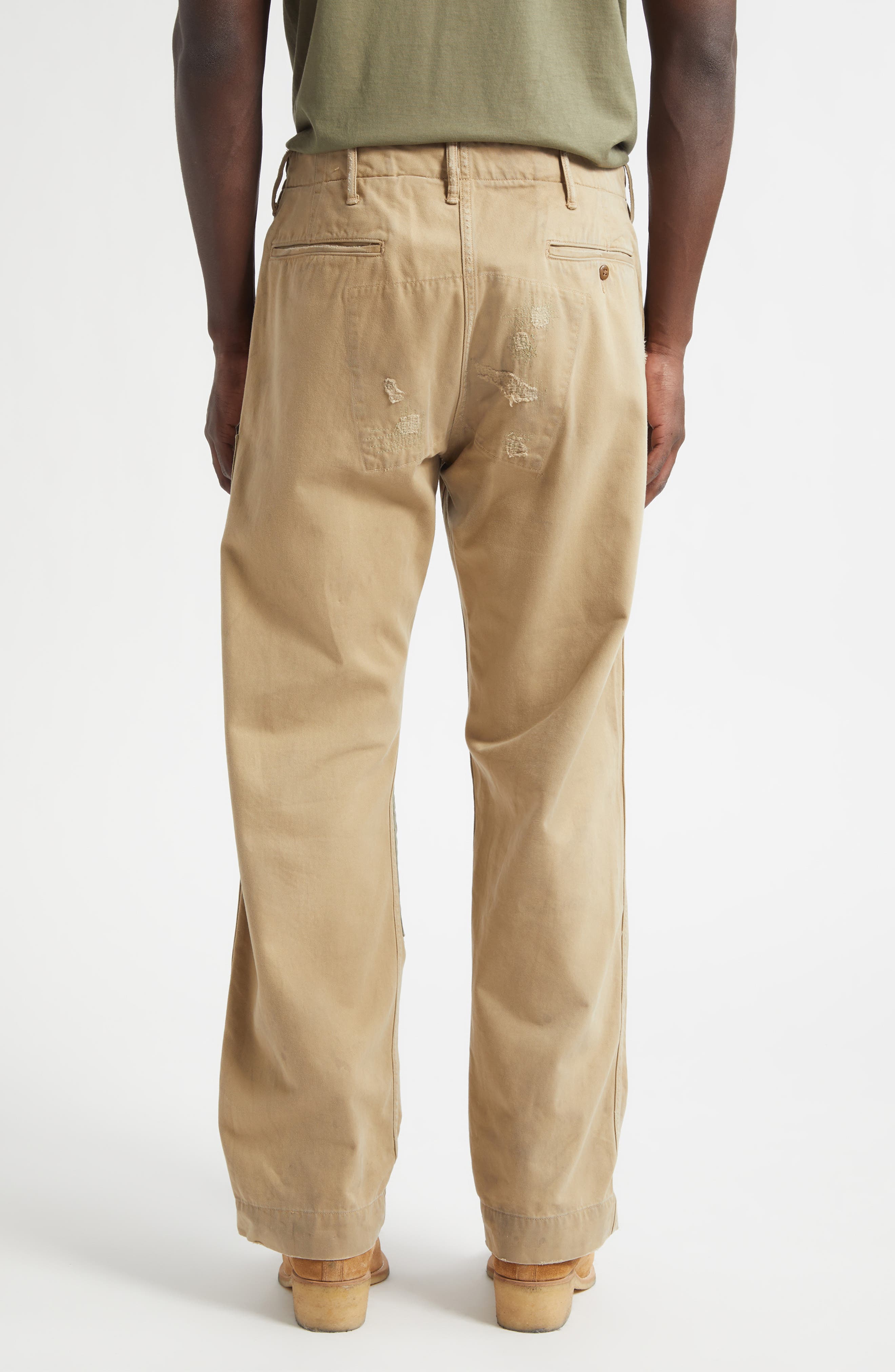 Double RL Flat Front Rip & Repair Cotton Twill Field Chinos (Men