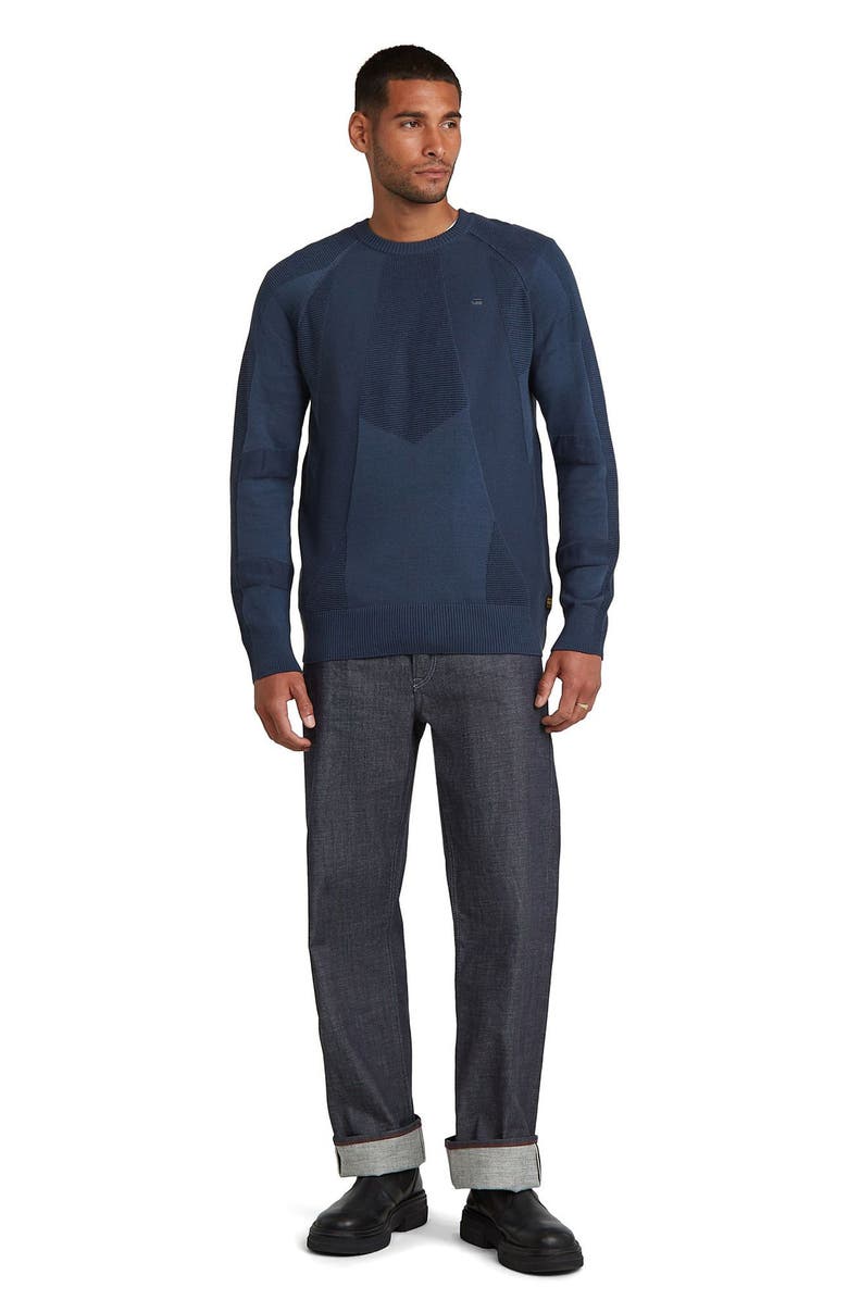 G-STAR 3D Biker Textureblock Crewneck Sweater, Alternate, color, India Ink/ Salute