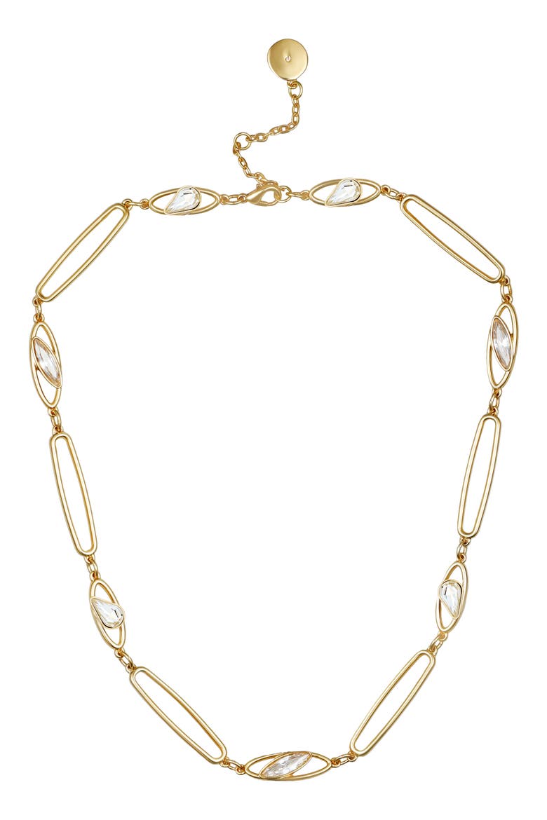 Crystal Link Collar Necklace, Main, color, GOLD TONE