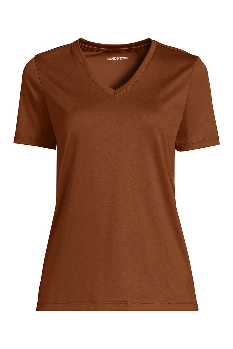 Supima Cotton V-neck T-Shirt, Alternate, color, Rich Ginger Brown