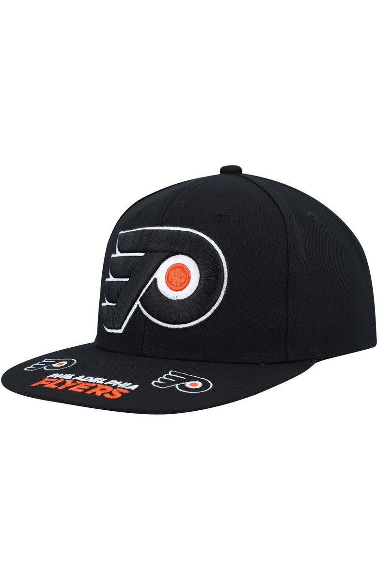 Mitchell & Ness Men's Mitchell & Ness Black Philadelphia Flyers Vintage Hat Trick Snapback Hat, Main, color, 