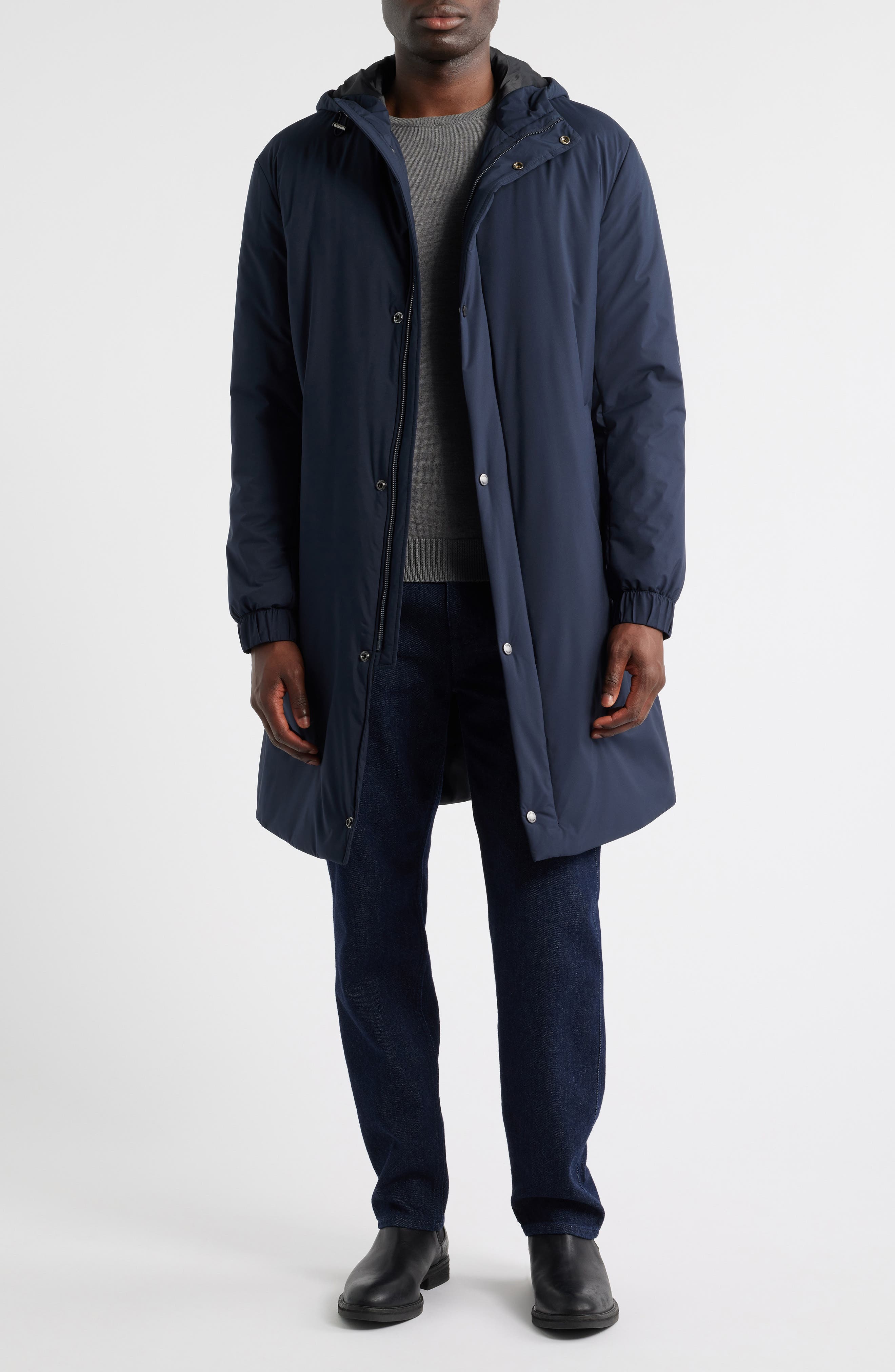 BOSS Jared Padded Water Repellent Longline Hooded Jacket