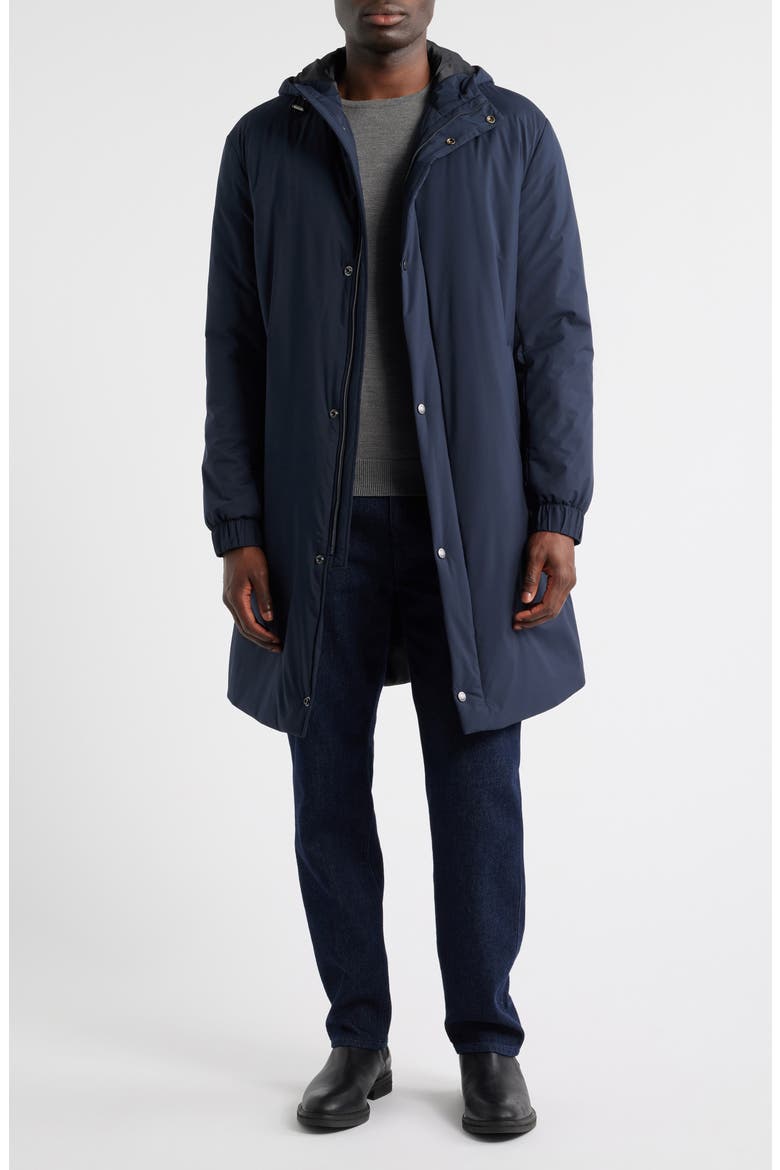Jared Padded Water Repellent Longline Hooded Jacket, Main, color, DARK BLUE