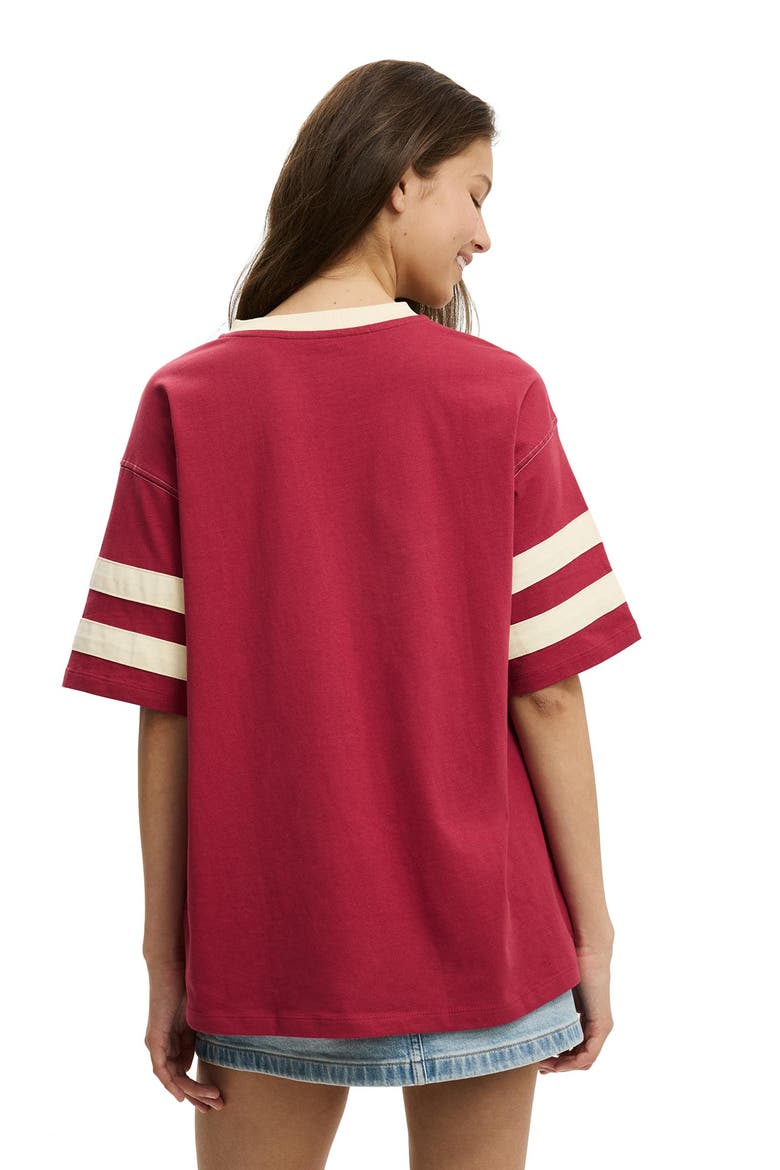 Women's V Neck Oversized Graphic Tee, Alternate, color, 85  Cranberry Cider