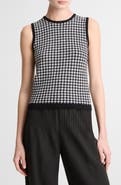 Vince Gingham Check Sleeveless Wool & Cotton Blend Sweater