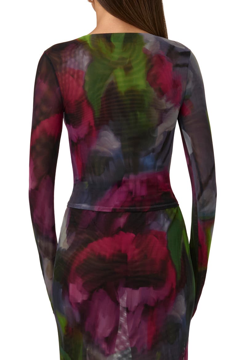Mesh Print Long Sleeve Top, Alternate, color, BAROQUE BLOOM