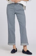 NYDJ Bailey Stripe High Waist Crop Relaxed Straight Leg Jeans