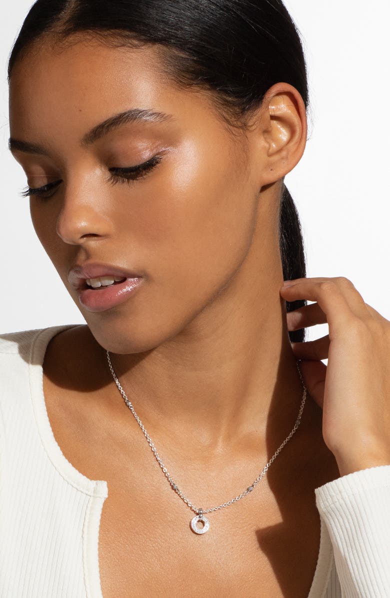 LAGOS Caviar Spark Diamond Open Circle Pendant Necklace, Alternate, color, Diamond/ Silver