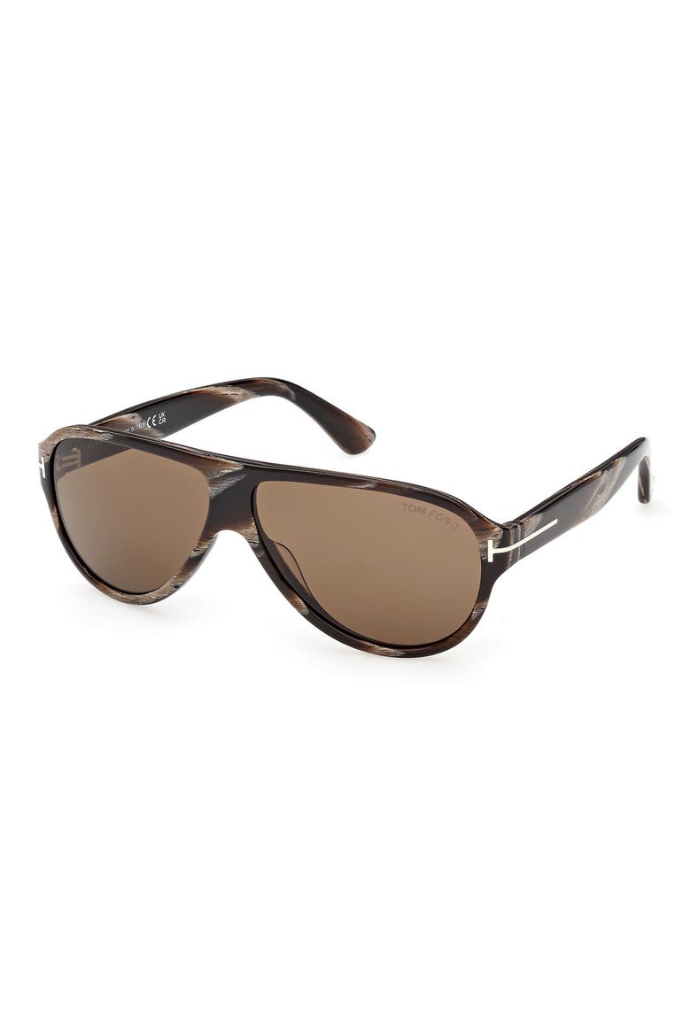 61mm Pilot Sunglasses, Alternate, color, BROWN HORN EFFECT / ROVIEX