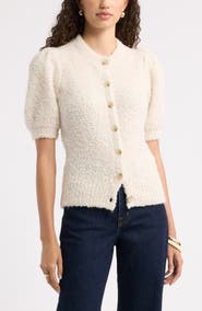 Nordstrom Puff Sleeve Textured Cardigan