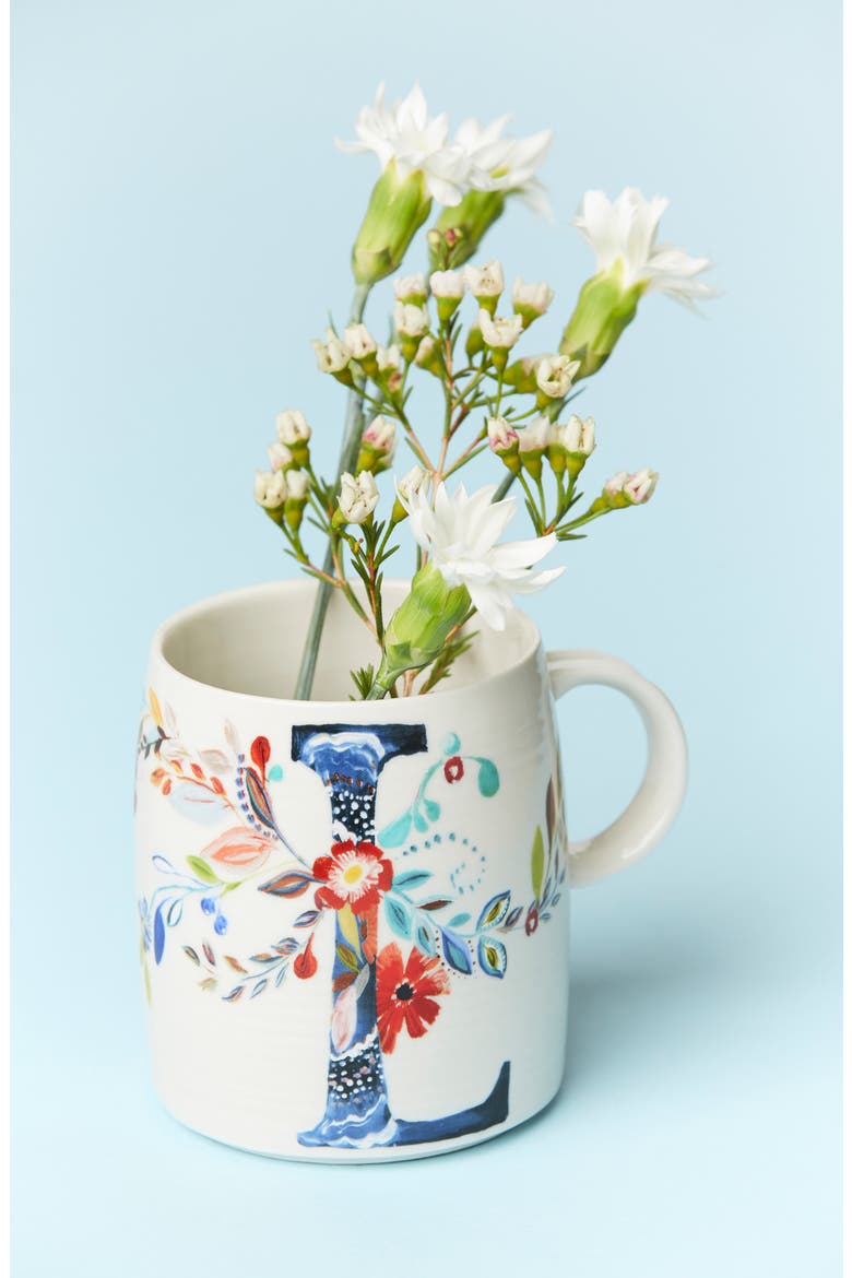 Anthropologie Petal Palette Monogram Mug, Alternate, color, PINK - L