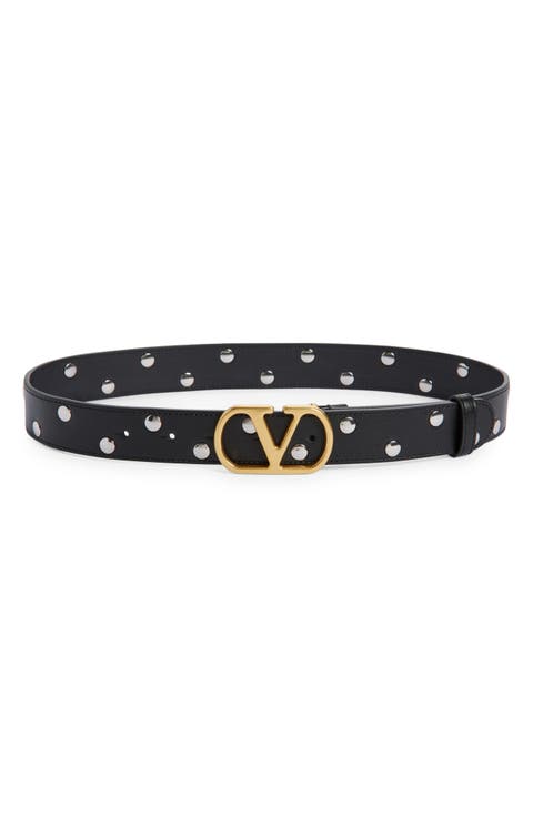 VLOGO Signature Studded Leather Belt