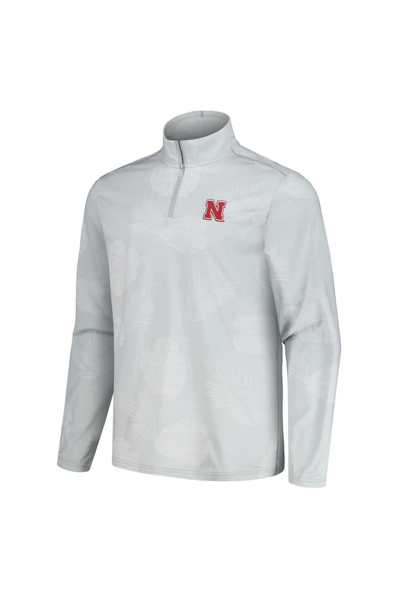 Men's Tommy Bahama Gray Nebraska Huskers Delray Frond IslandZone Half-Zip Jacket, Alternate, color, Gray
