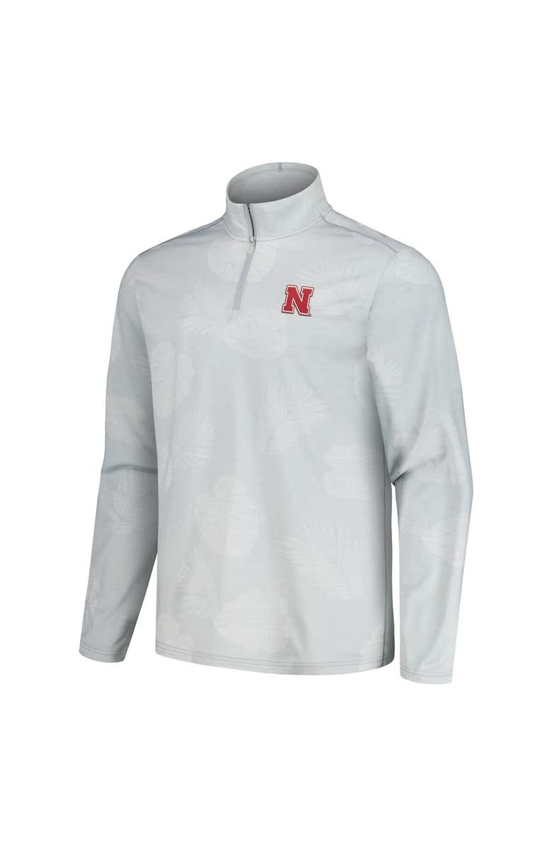 Tommy Bahama Men's Tommy Bahama Gray Nebraska Huskers Delray Frond IslandZone Half-Zip Jacket, Alternate, color, Gray
