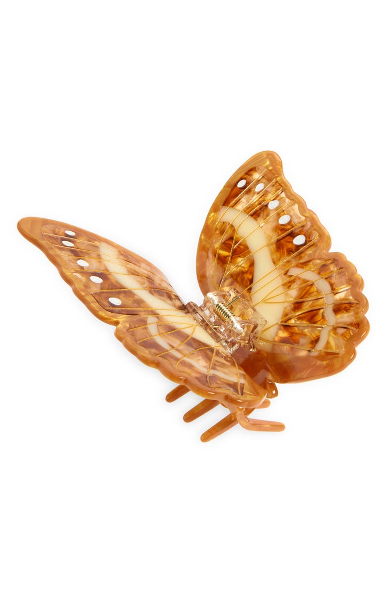 Solar Eclipse Morpho Butterfly Claw Clip, Main, color, Brown