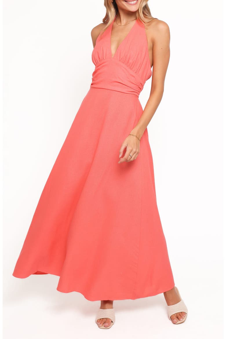 Marie Halter Maxi Dress, Main, color, CORAL