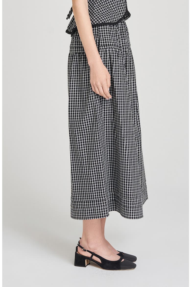 Gemma Plaid Pleated Skirt, Alternate, color, IVORY-BLACK GINGHAM