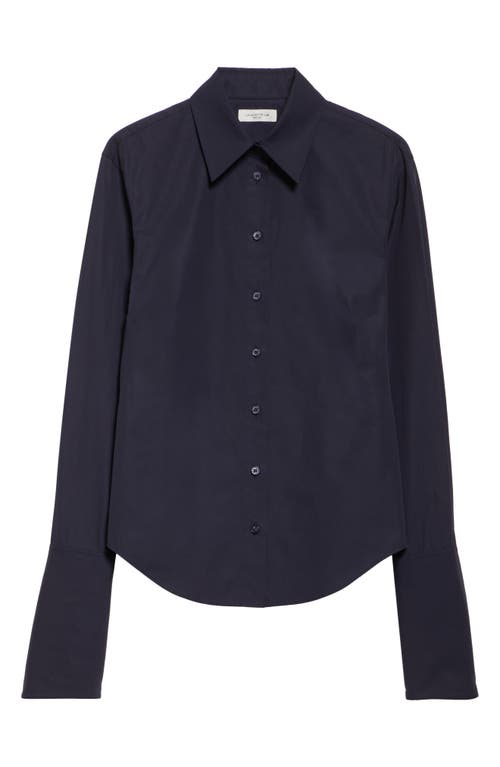 Lafayette 148 New York Fitted Organic Cotton Poplin Button-up Shirt In Neutral