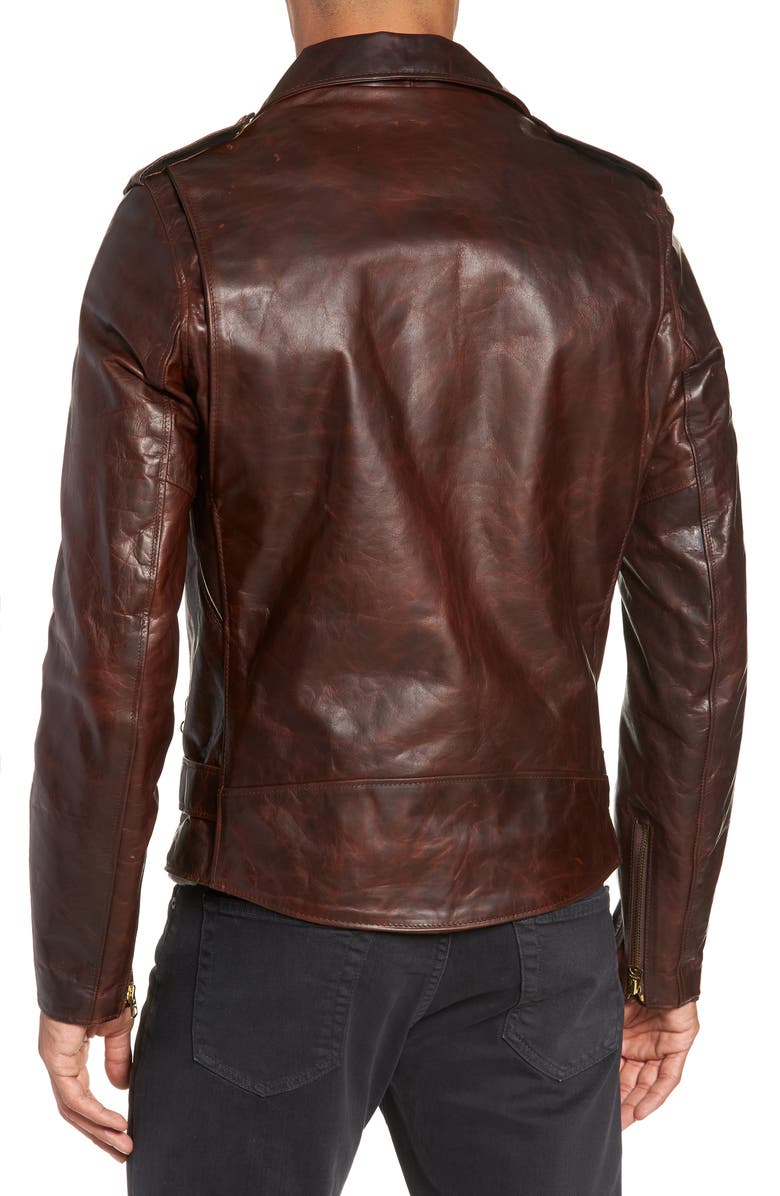 Schott NYC 'Perfecto' Asymmetrical Moto Jacket, Alternate, color,