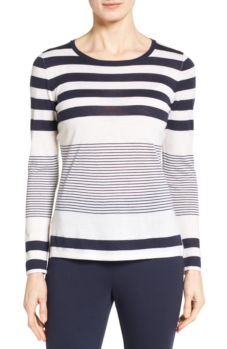 Nordstrom Collection Engineered Stripe Cashmere Pullover, Main, color, 