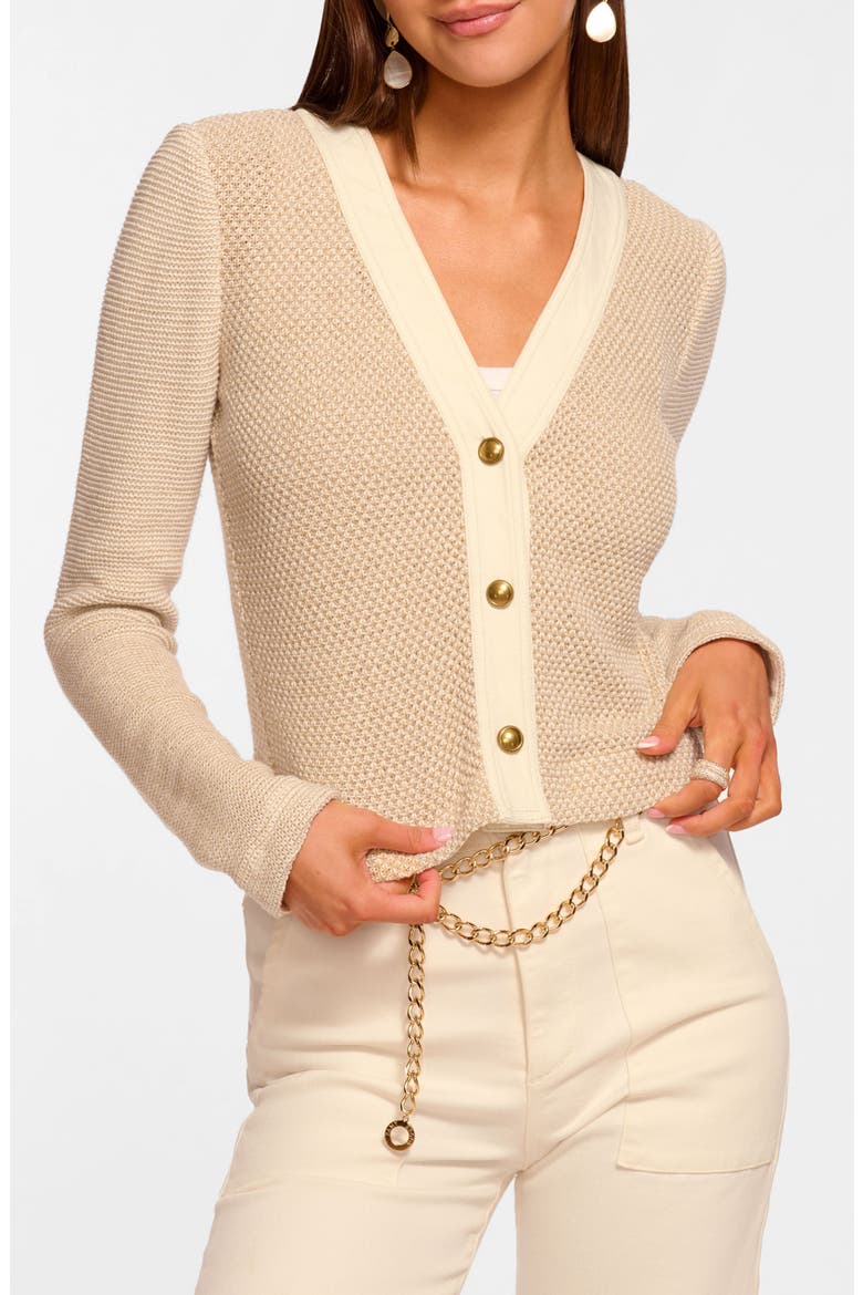 Huda Mixed Media Cardigan, Main, color, SANDSTONE TWEED