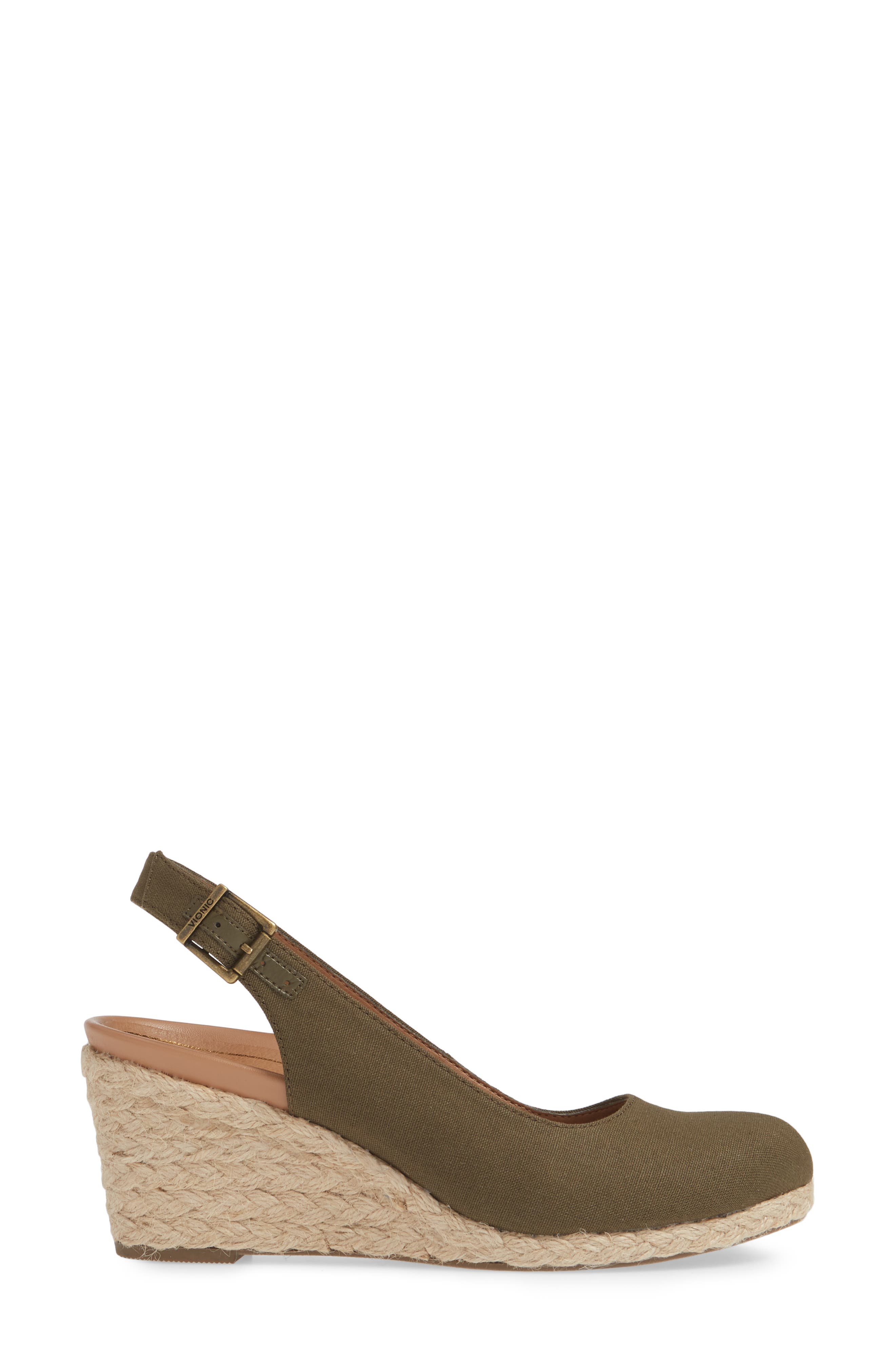 Coralina Orthaheel® Espadrille Wedge Slingback Sandal, Alternate, color, OLIVE CANVAS