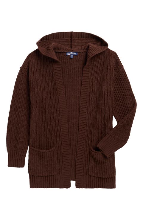 Kids' Hooded Open Cardigan