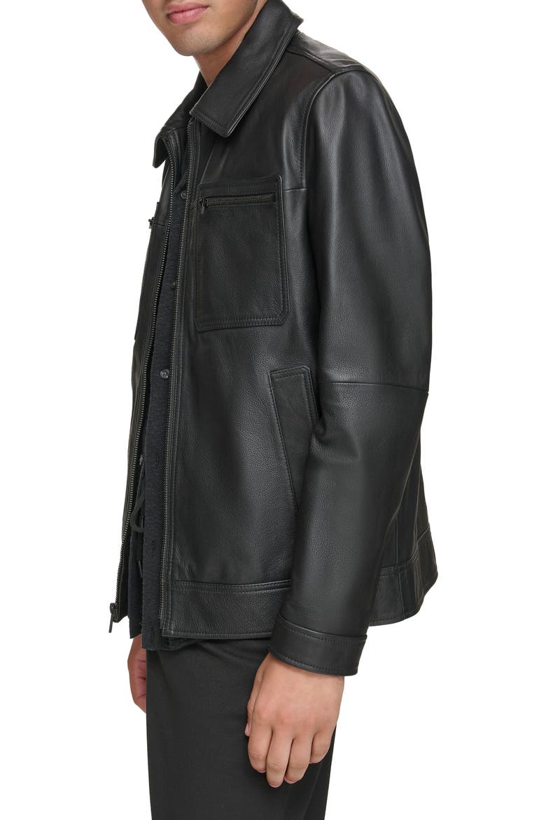 Clayton Leather Jacket, Alternate, color, BLACK