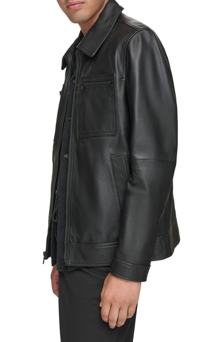 Andrew Marc Clayton Leather Jacket, Alternate, color, Black