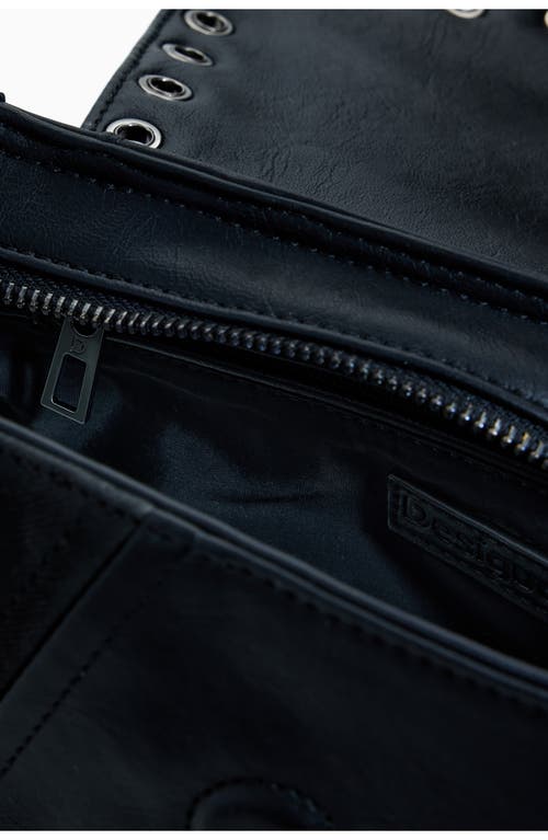Desigual Grommet Trim Faux Leather Shoulder Bag In Black