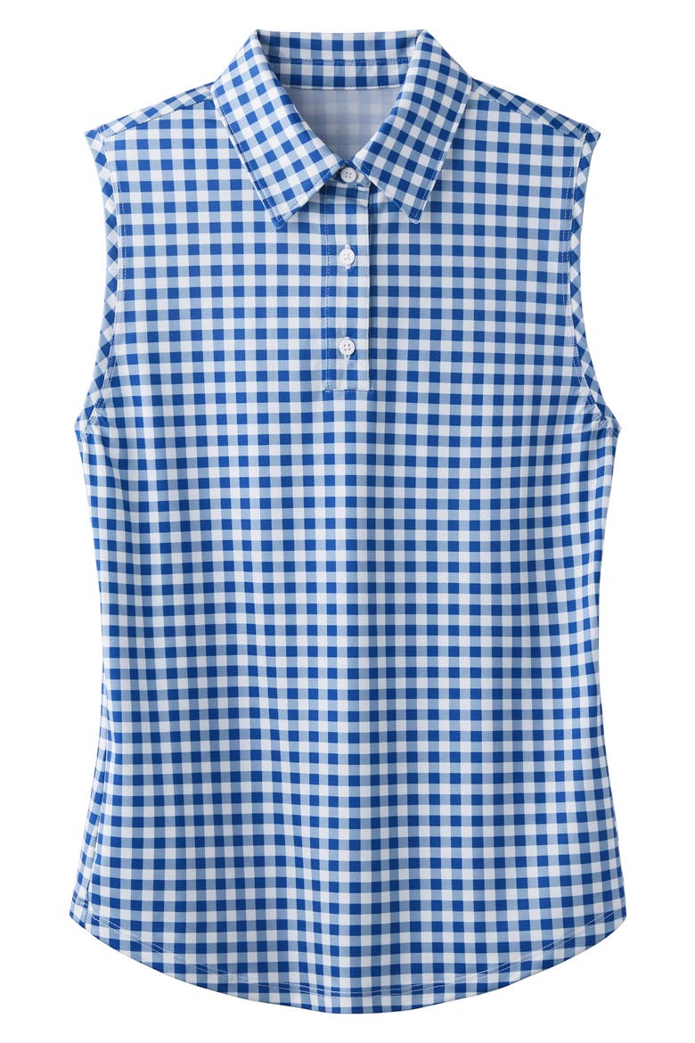 Court Gingham Sleeveless Polo, Alternate, color, DEEP SEA BLUE GINGHAM