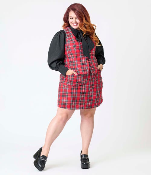 Unique Vintage Plus Size 1960s Scoop Neck Vest In Red