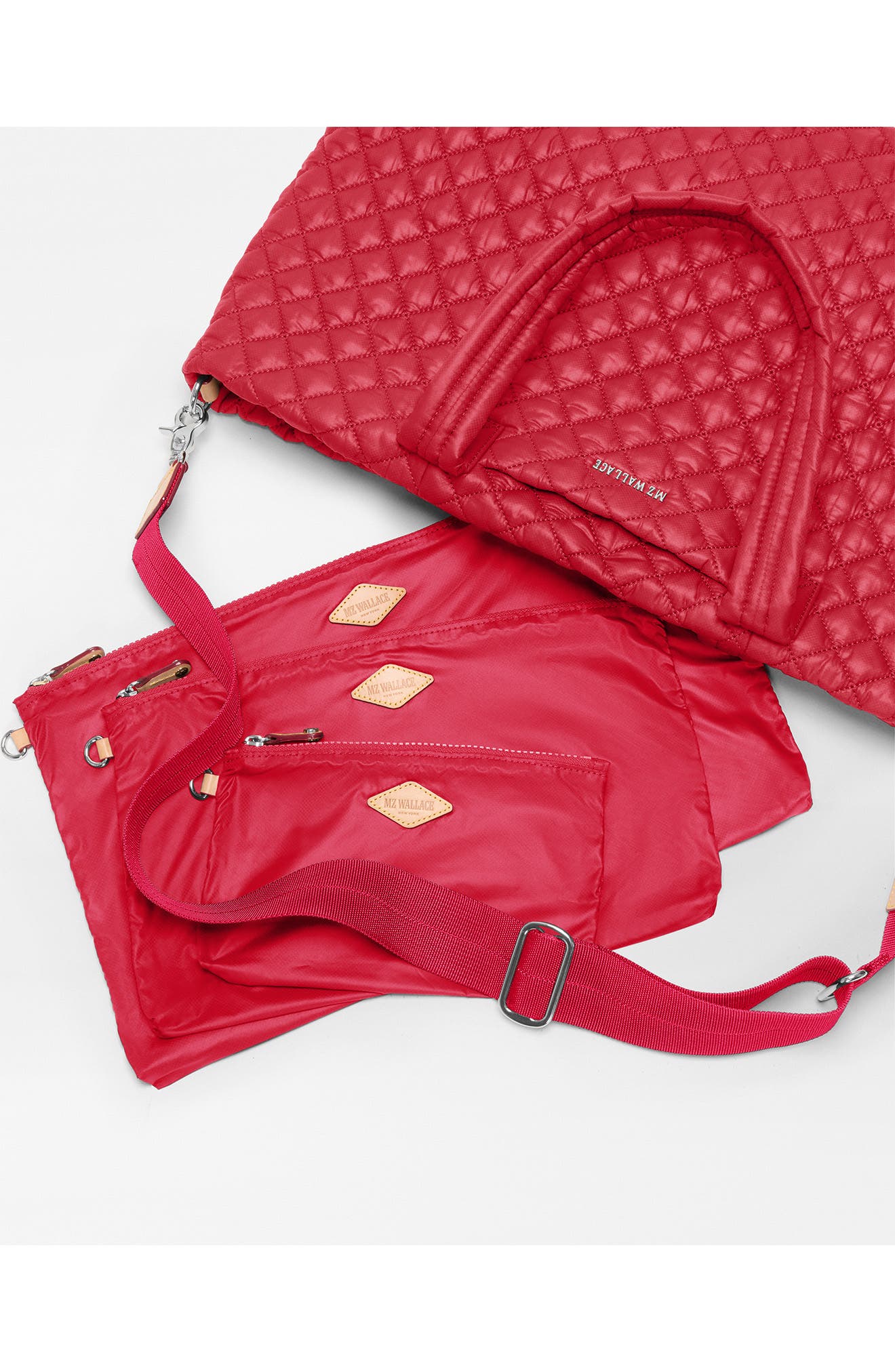 MZ Wallace Large Metro Deluxe Diamond Quilted Nylon Tote, Alternate, color, Apple