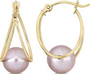 Julianna B. Cultured Pearl Drop Hoop Earrings 10k