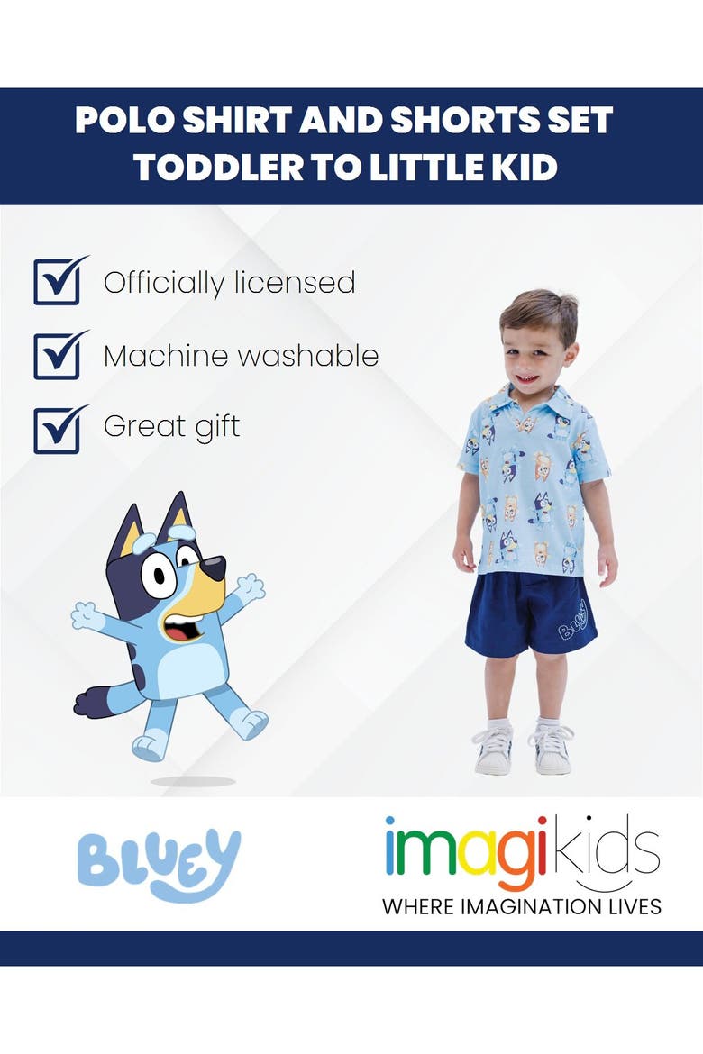 2-Piece Polo and Shorts Set, Alternate, color, Bluey Bingo Navy Blue
