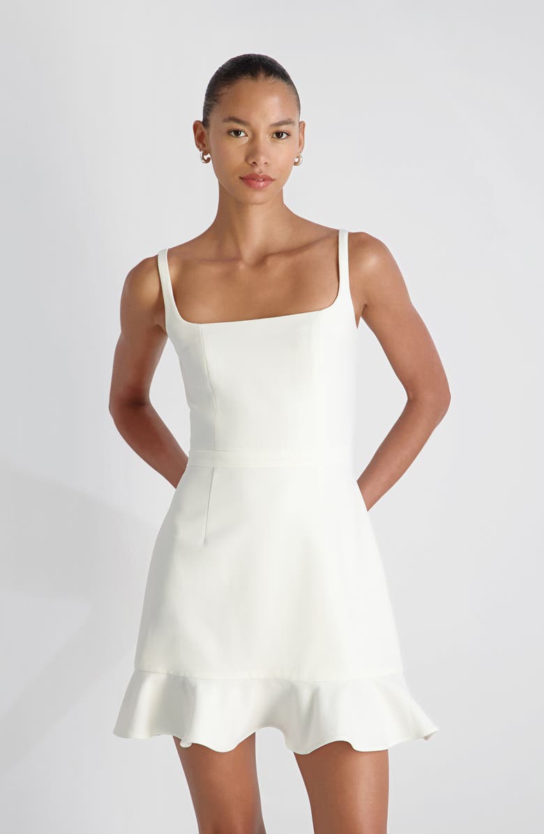French Connection Whisper Square Neck Minidress, Alternate, color, Summer White