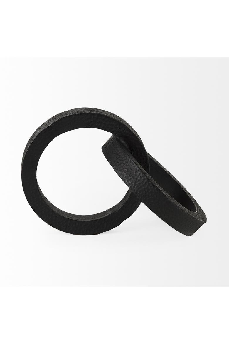 Rafiki Two Hammered Finish Metal Conjoined Circles, Alternate, color, Black