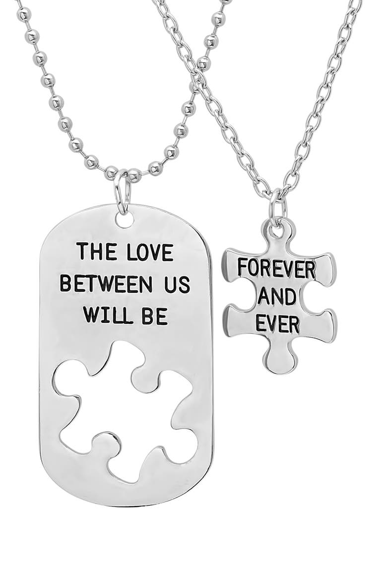 Men's Stainless Steel Puzzle Piece Necklace Set, Main, color, SILVER